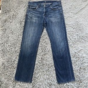 7 For All Mankind Men’s Austyn Jeans Size 34 Straight Leg Denim Medium Wash